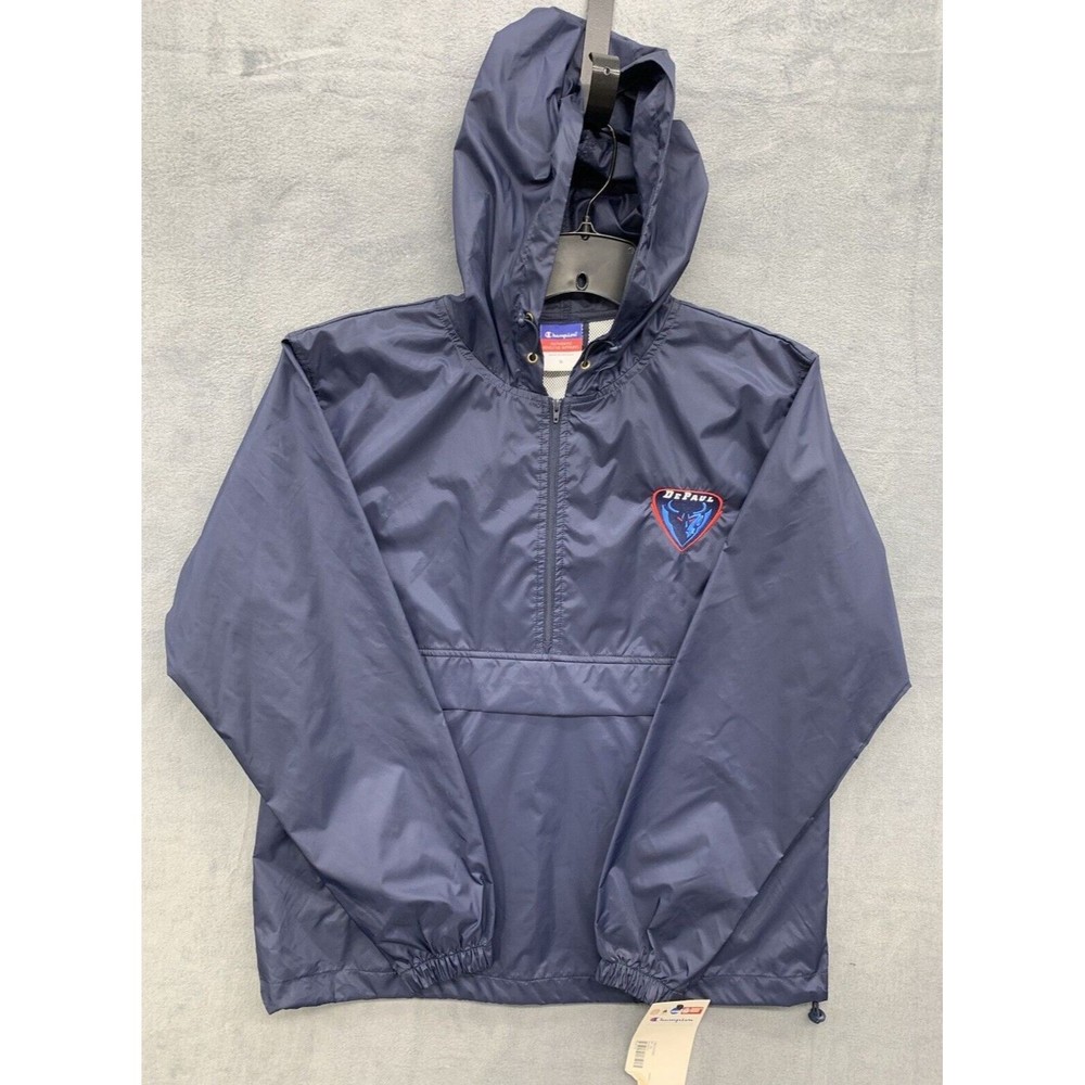 CHAMPION Windbreaker Mens Small Authentic Athletic Apparel Depaul 1/2 Zip Jacket